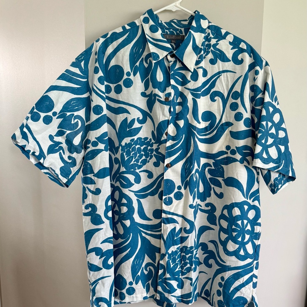 EUC Teal Men's Hawaiian Casual Shirt, Size 3XL